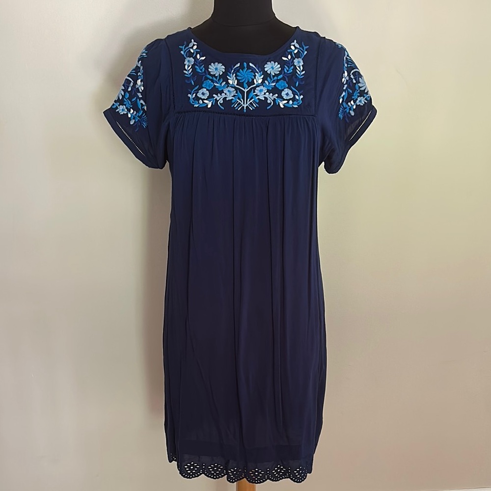 Navy Blue Embroidered Dress